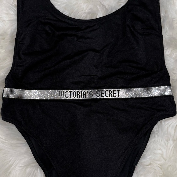 Victoria’s Secret Black High-Leg One-Piece Swimsuit w/Rhinestone Logo Band - Picture 7 of 7